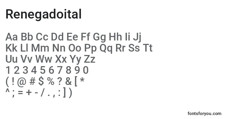 Fuente Renegadoital - alfabeto, números, caracteres especiales