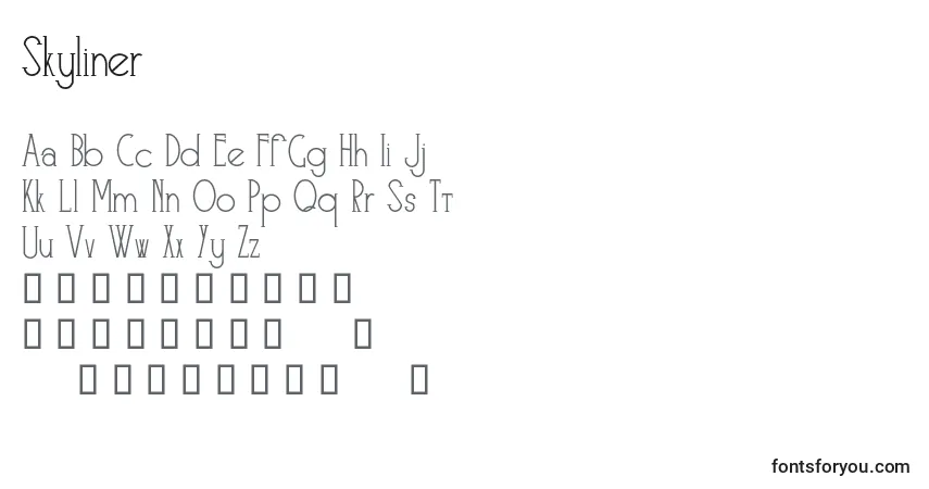 Schriftart Skyliner – Alphabet, Zahlen, spezielle Symbole