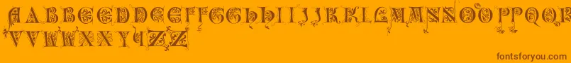 Incunitials Font – Brown Fonts on Orange Background