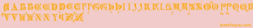 Incunitials-Schriftart – Orangefarbene Schriften auf rosa Hintergrund