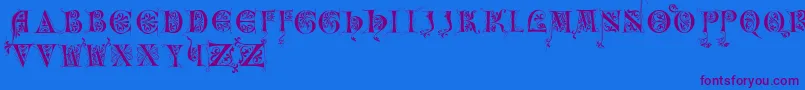 Incunitials Font – Purple Fonts on Blue Background