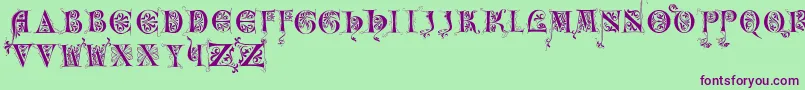 Incunitials-Schriftart – Violette Schriften auf grünem Hintergrund