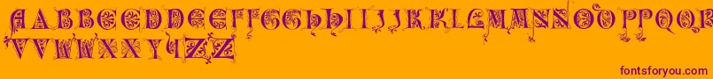 Weitere Informationen zur Incunitials-Schriftart Incunitials-Schriftart – Violette Schriften auf orangefarbenem Hintergrund