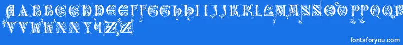 Incunitials Font – White Fonts on Blue Background