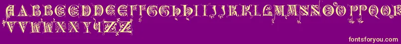 Incunitials Font – Yellow Fonts on Purple Background