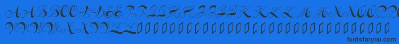 フォントConstanzeinitials – 黒い文字の青い背景