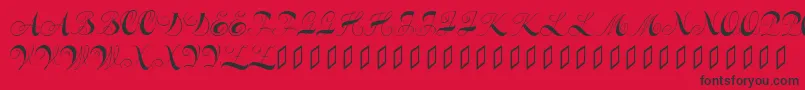 Constanzeinitials-Schriftart – Schwarze Schriften auf rotem Hintergrund
