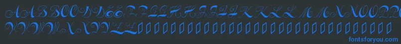 Constanzeinitials-Schriftart – Blaue Schriften auf schwarzem Hintergrund