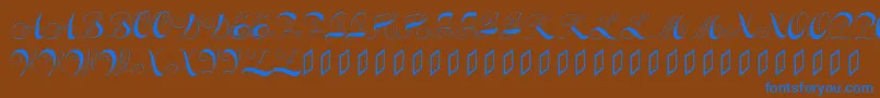 Constanzeinitials Font – Blue Fonts on Brown Background