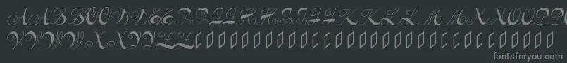 Constanzeinitials-fontti – harmaat kirjasimet mustalla taustalla