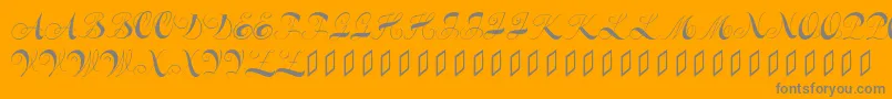 Constanzeinitials-Schriftart – Graue Schriften auf orangefarbenem Hintergrund