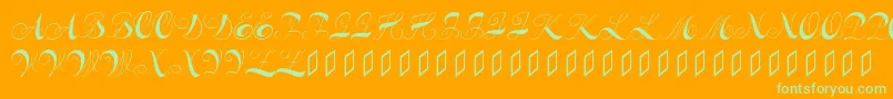 Constanzeinitials Font – Green Fonts on Orange Background