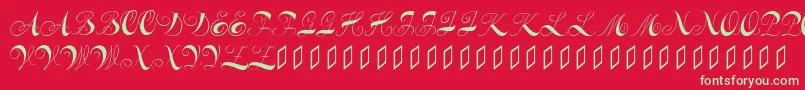 Constanzeinitials Font – Green Fonts on Red Background