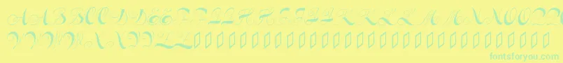 Constanzeinitials-fontti – vihreät fontit keltaisella taustalla