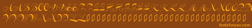 Constanzeinitials-Schriftart – Orangefarbene Schriften auf braunem Hintergrund
