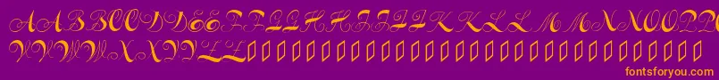 Constanzeinitials-Schriftart – Orangefarbene Schriften auf violettem Hintergrund