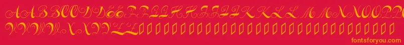 フォントConstanzeinitials – 赤い背景にオレンジの文字