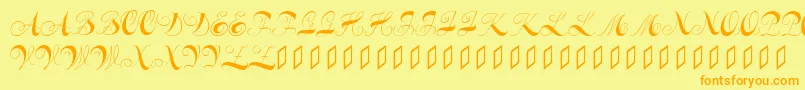 フォントConstanzeinitials – オレンジの文字が黄色の背景にあります。
