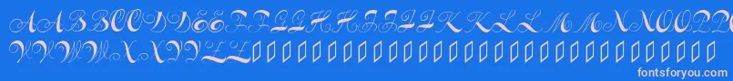フォントConstanzeinitials – ピンクの文字、青い背景