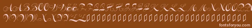 Constanzeinitials-fontti – vaaleanpunaiset fontit ruskealla taustalla