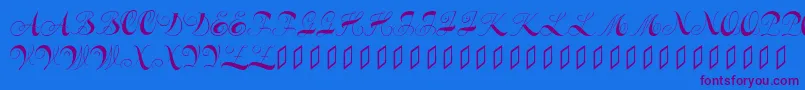 Constanzeinitials-Schriftart – Violette Schriften auf blauem Hintergrund