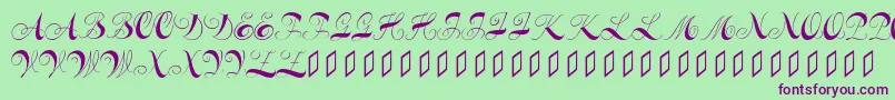 Constanzeinitials-fontti – violetit fontit vihreällä taustalla