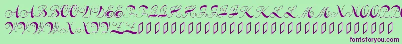 Constanzeinitials Font – Purple Fonts on Green Background