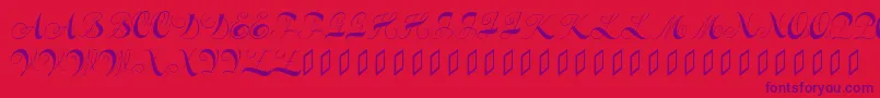 Constanzeinitials-Schriftart – Violette Schriften auf rotem Hintergrund