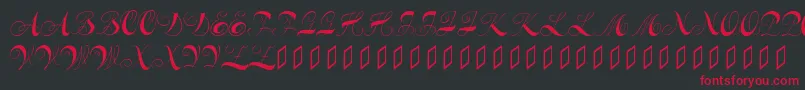 フォントConstanzeinitials – 黒い背景に赤い文字