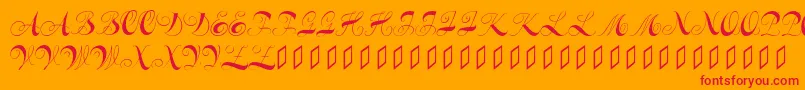 Constanzeinitials-fontti – punaiset fontit oranssilla taustalla