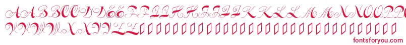 Constanzeinitials-Schriftart – Rote Schriften auf weißem Hintergrund