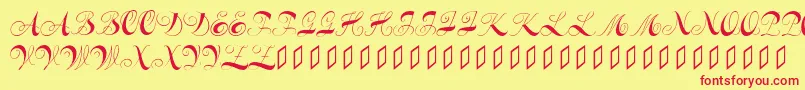 Constanzeinitials-fontti – punaiset fontit keltaisella taustalla