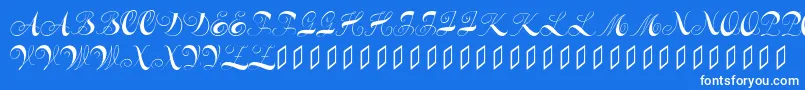 Constanzeinitials-fontti – valkoiset fontit sinisellä taustalla