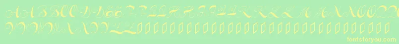 Constanzeinitials-Schriftart – Gelbe Schriften auf grünem Hintergrund