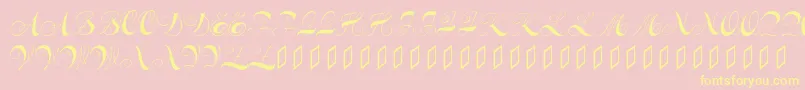 Шрифт Constanzeinitials – жёлтые шрифты на розовом фоне