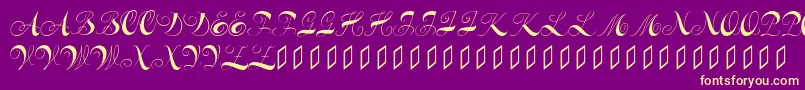 Constanzeinitials-Schriftart – Gelbe Schriften auf violettem Hintergrund