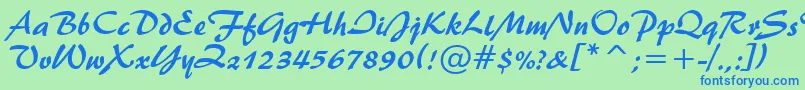 フォントBrush445Bt – 青い文字は緑の背景です。
