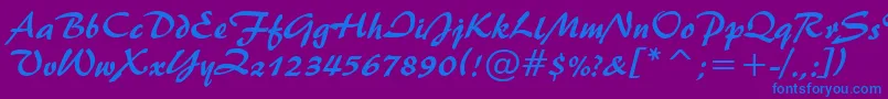 Brush445Bt Font – Blue Fonts on Purple Background