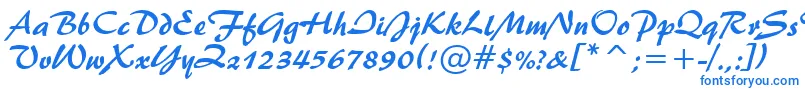 Brush445Bt-Schriftart – Blaue Schriften auf weißem Hintergrund