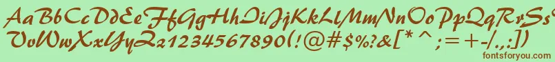 Brush445Bt-fontti – ruskeat fontit vihreällä taustalla