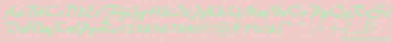 Brush445Bt-Schriftart – Grüne Schriften auf rosa Hintergrund