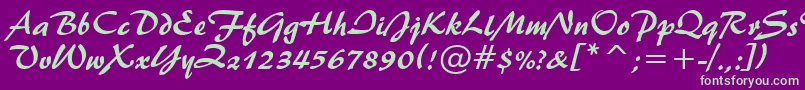 フォントBrush445Bt – 紫の背景に緑のフォント