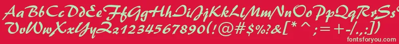 Brush445Bt Font – Green Fonts on Red Background