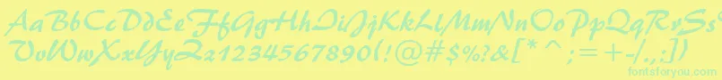 Brush445Bt-Schriftart – Grüne Schriften auf gelbem Hintergrund