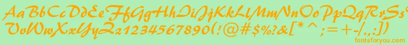 Brush445Bt Font – Orange Fonts on Green Background