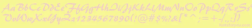 Brush445Bt Font – Pink Fonts on Yellow Background