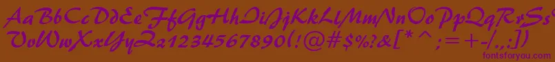 フォントBrush445Bt – 紫色のフォント、茶色の背景