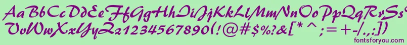 フォントBrush445Bt – 緑の背景に紫のフォント