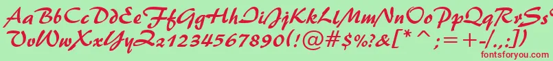 Brush445Bt Font – Red Fonts on Green Background