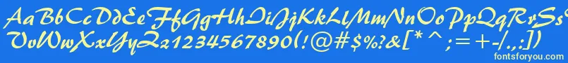 フォントBrush445Bt – 黄色の文字、青い背景